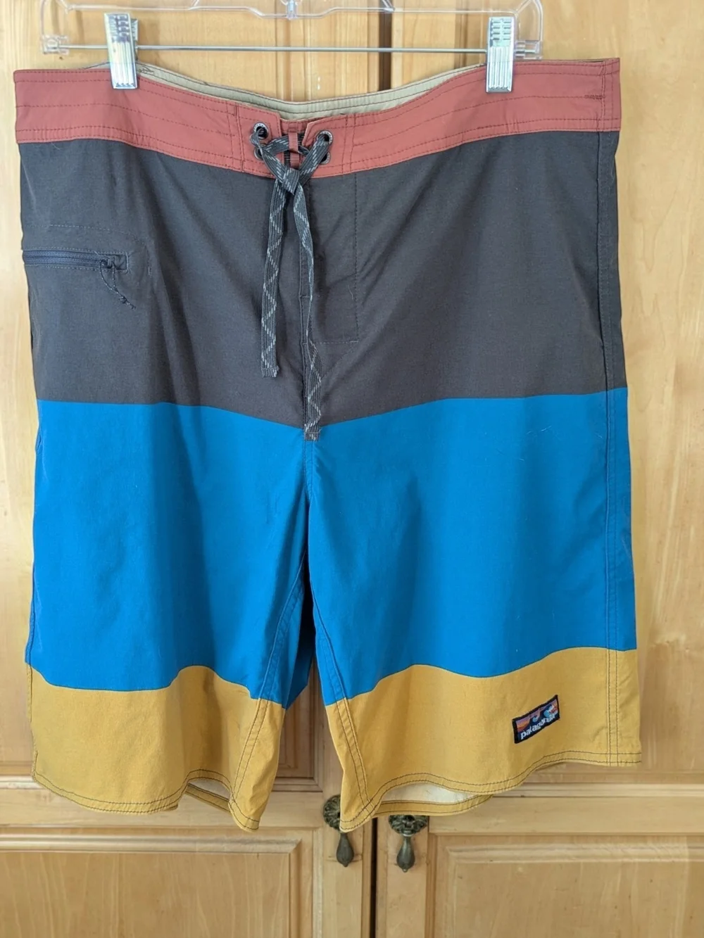 Color-Blocked Patagonia Stretch Wavefarer Board Shorts